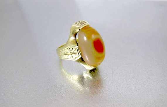 Antique 14K Carnelian Agate Ring. Victorian Yello… - image 5