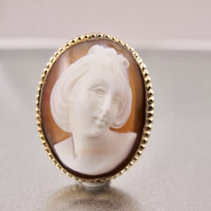 Vintage Fernando Ronci Cameo Brooch Pendant: 1940s Italian Carved Jewelry