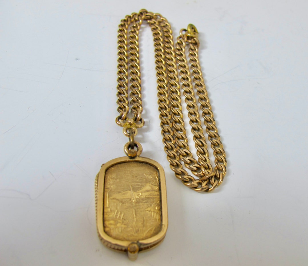 Victorian Slide Out Locket Necklace. Antique 14K Rosy Rolled - Etsy