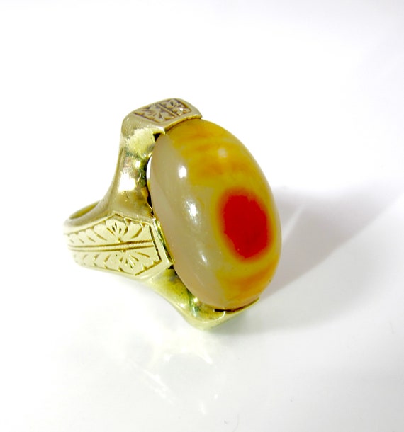 Antique 14K Carnelian Agate Ring. Victorian Yello… - image 3