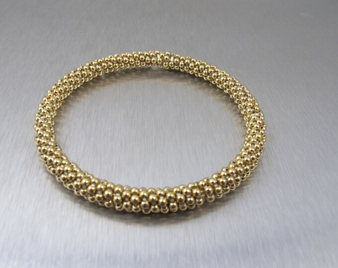 Gold Bead Bangle Bracelet 14K Yellow Gold Beads Meredith Etsy