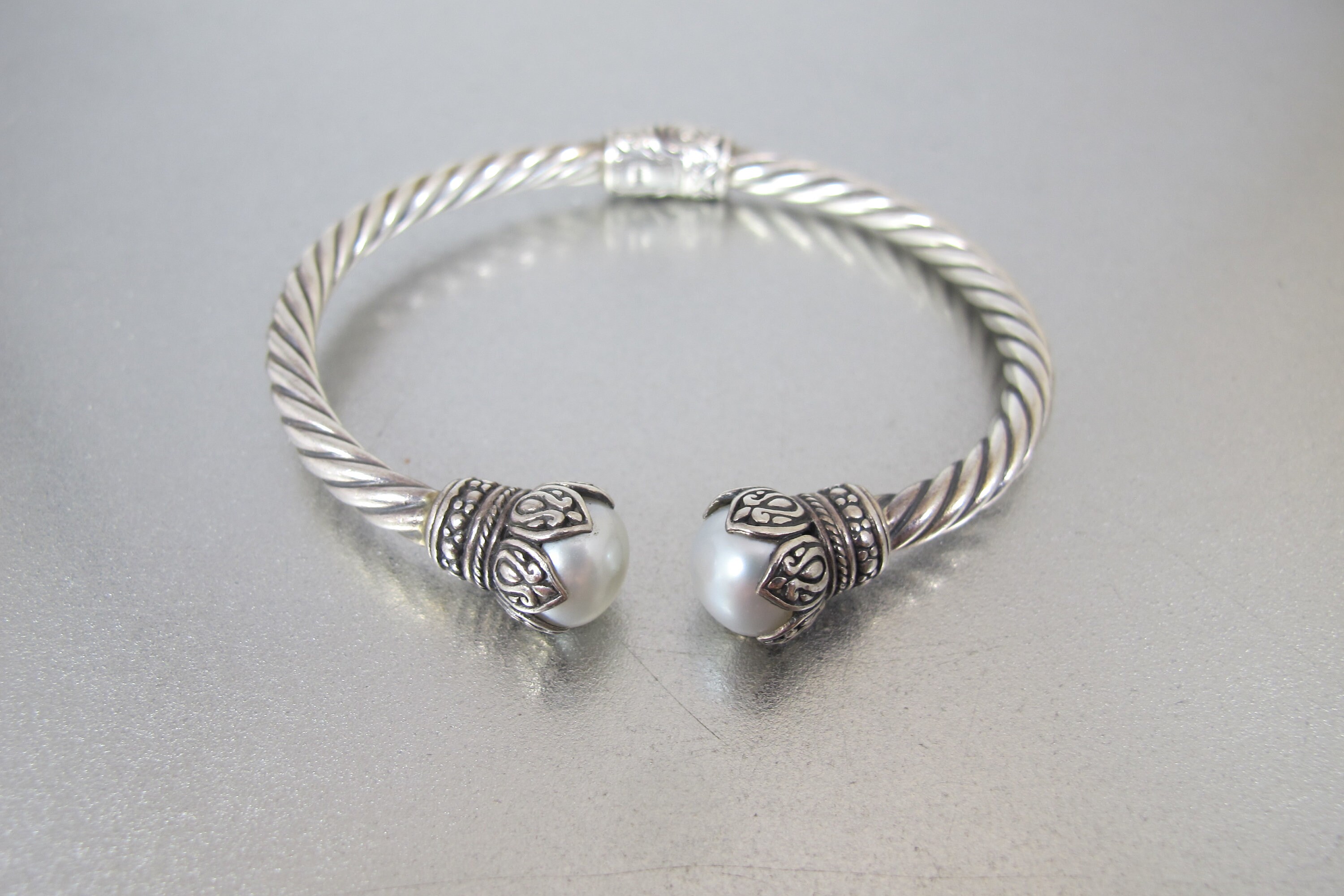 ブレスレット Twist Pearl Bracelet #9904 Freshwater Pearl Twist Bracelet Sterling Silver Clasp | eBay