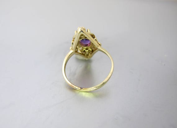10K Amethyst Pearl Ring. Antique Yellow Gold Oval… - image 5