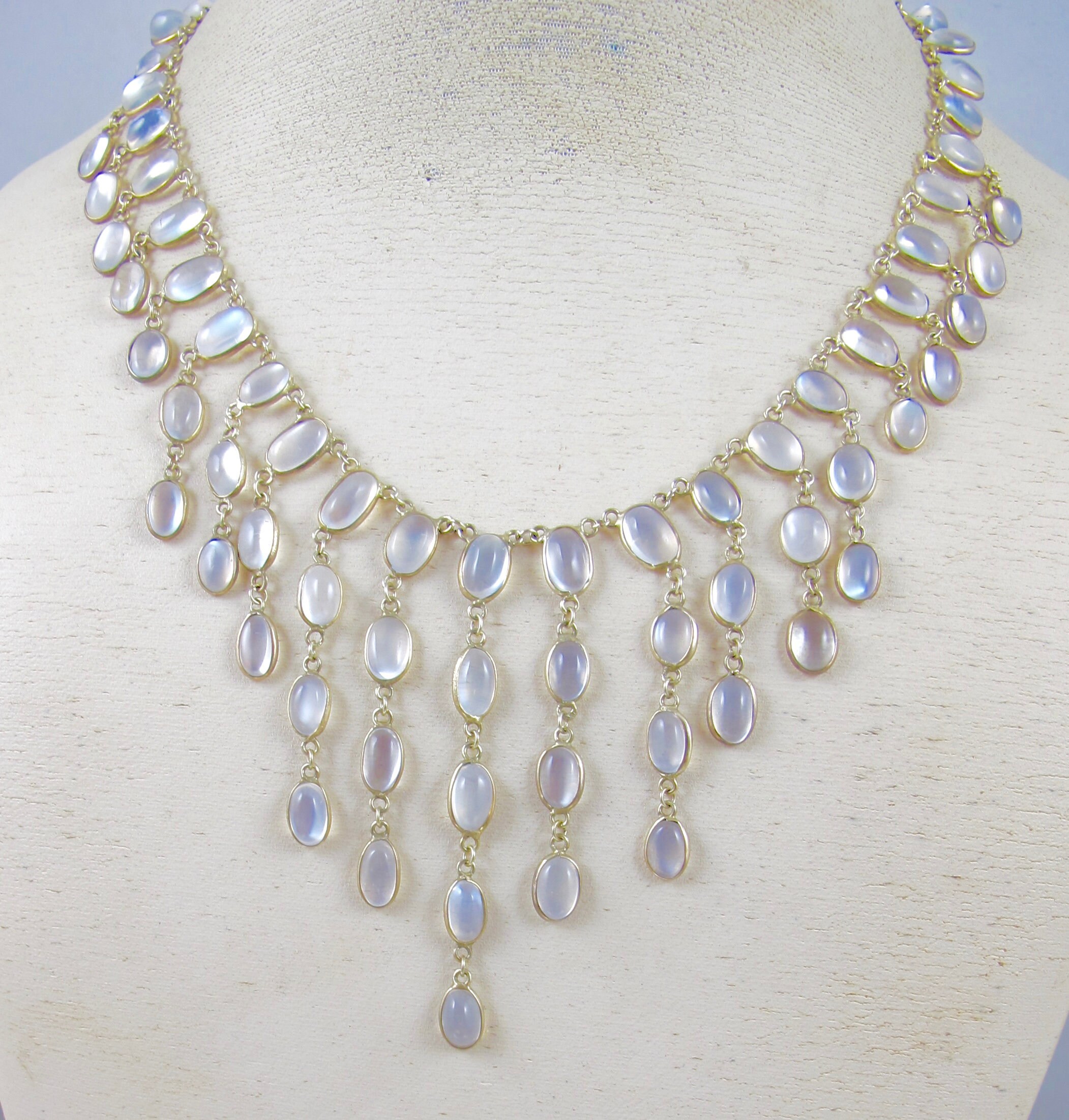 Antique Moonstone Woven Gold Necklace | DB Gems