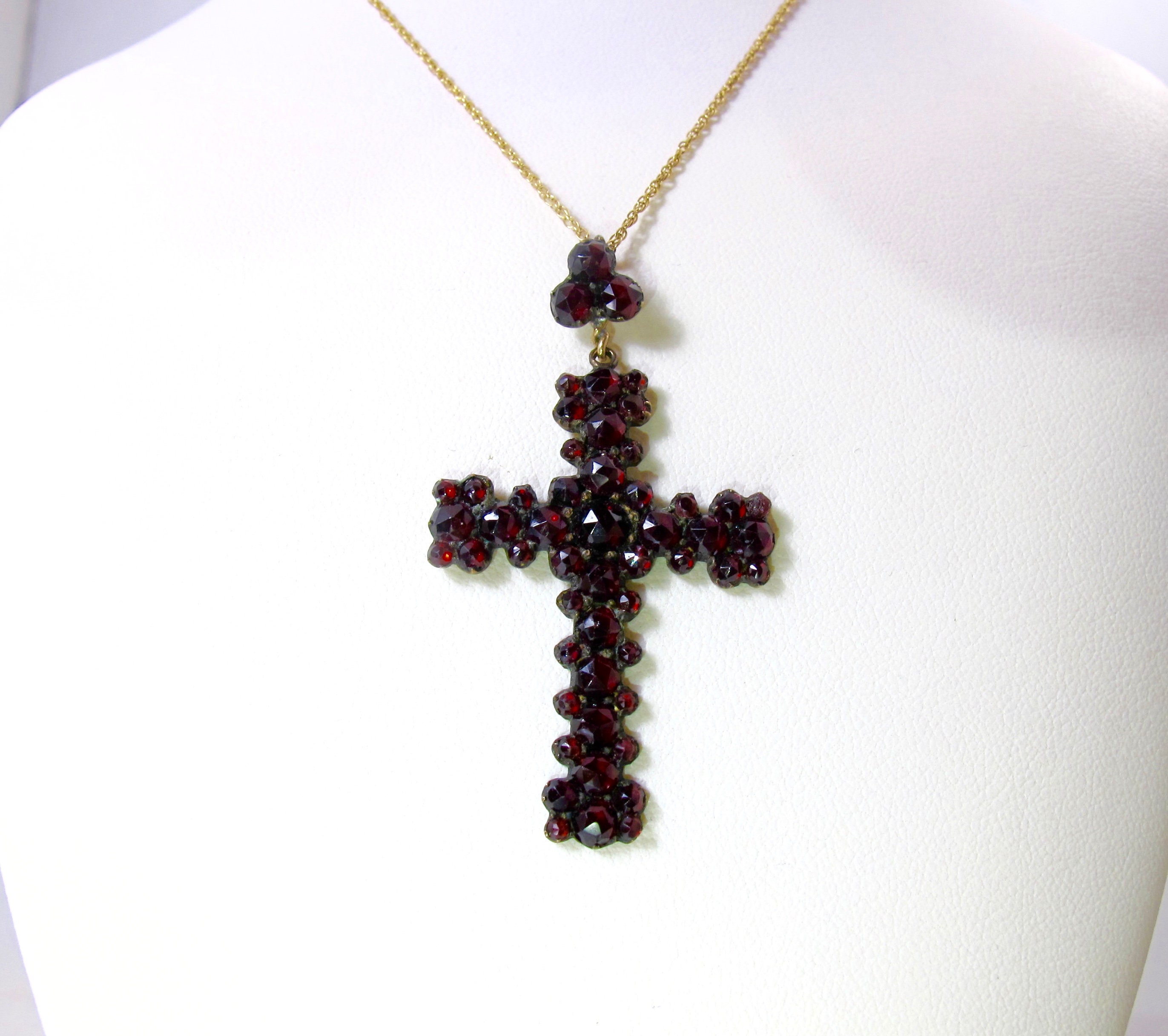 Antique Bohemian Garnet Cross. Victorian Rose Cut Garnet Cross | Etsy