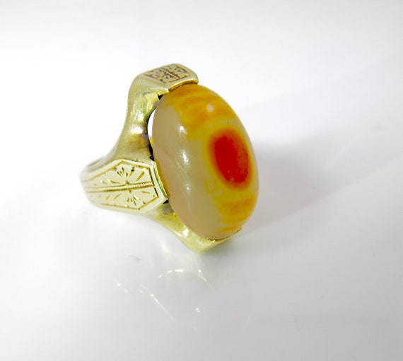 Antique 14K Carnelian Agate Ring. Victorian Yello… - image 10