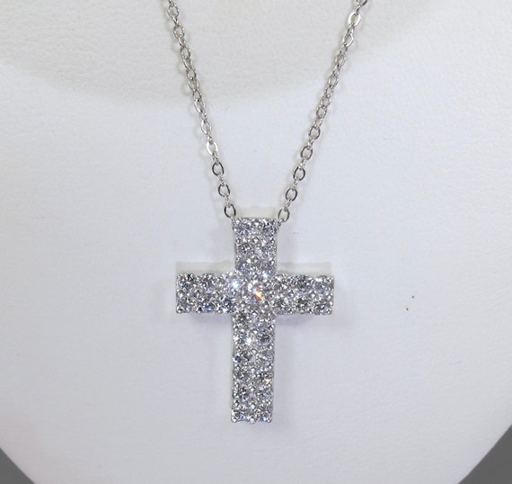 Buy Large Diamond Cross Necklace, Gold Cross Pendant, Religious Symbol  Necklace, Christianity Cross, Conflict Free Diamond Cross, Cable Chain  Online in India - Etsy