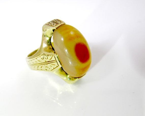 Antique 14K Carnelian Agate Ring. Victorian Yello… - image 8