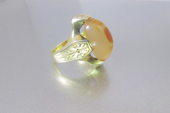 Antique 14K Carnelian Agate Ring. Victorian Yello… - image 9