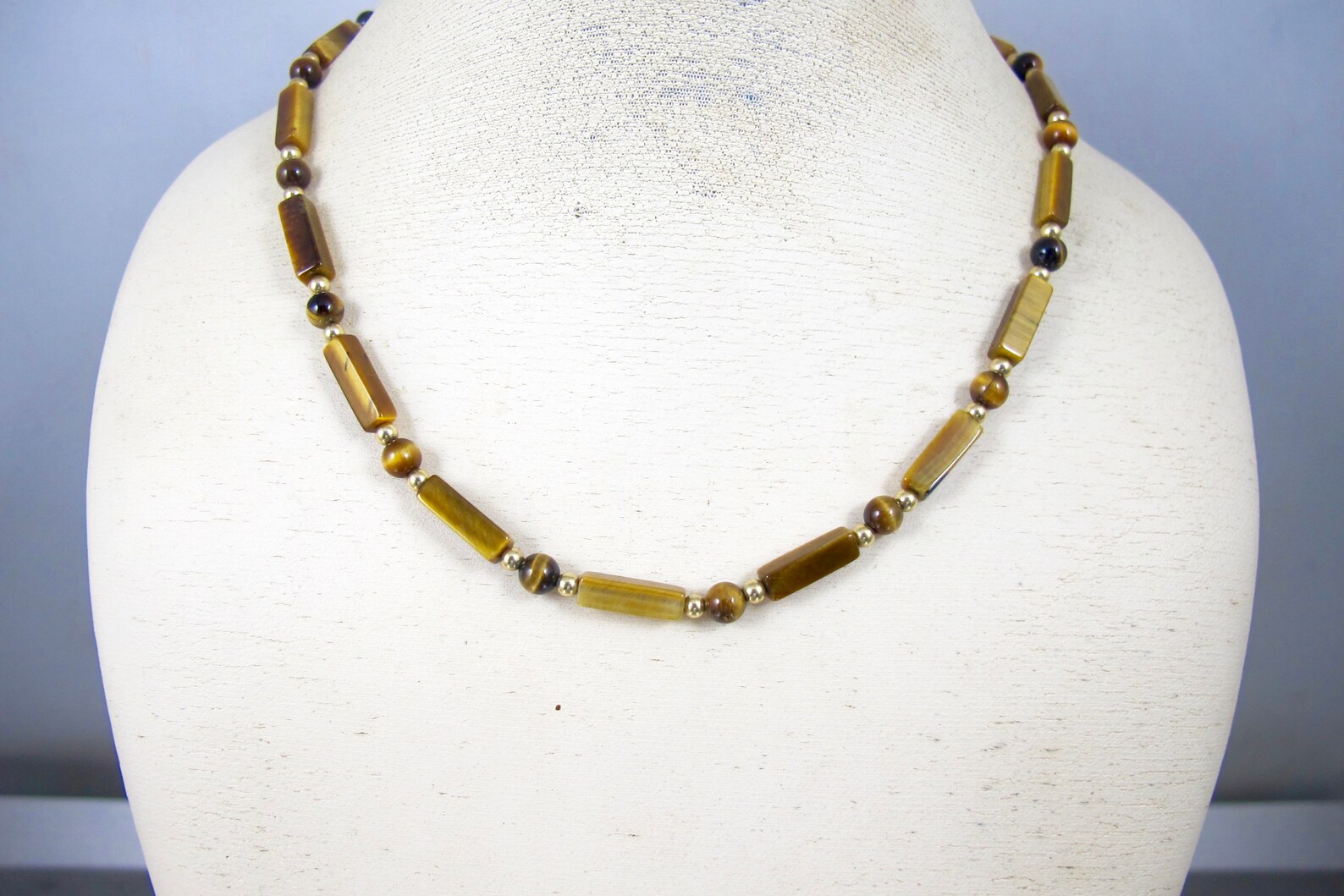 Tiger Eye Bead Necklace. Vintage 14K Yellow Gold Fill Brown Etsy
