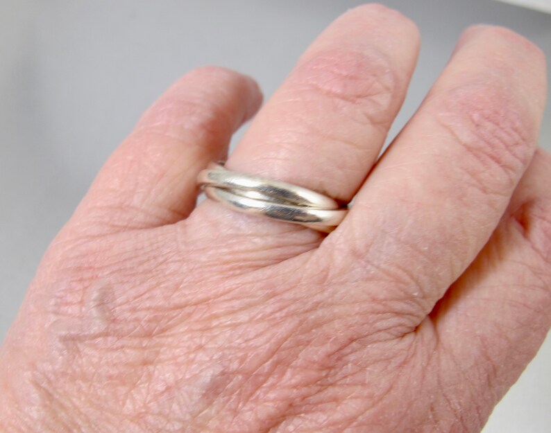 Sterling Silver Interlocking Rings. Three Trinity Rolling Etsy