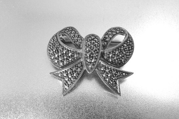 Judith Jack Marcasite Bow Brooch. Sterling Silver… - image 9