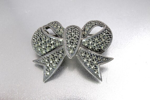 Judith Jack Marcasite Bow Brooch. Sterling Silver… - image 6