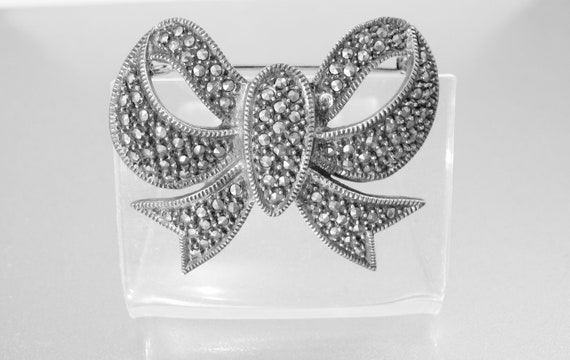 Judith Jack Marcasite Bow Brooch. Sterling Silver… - image 8