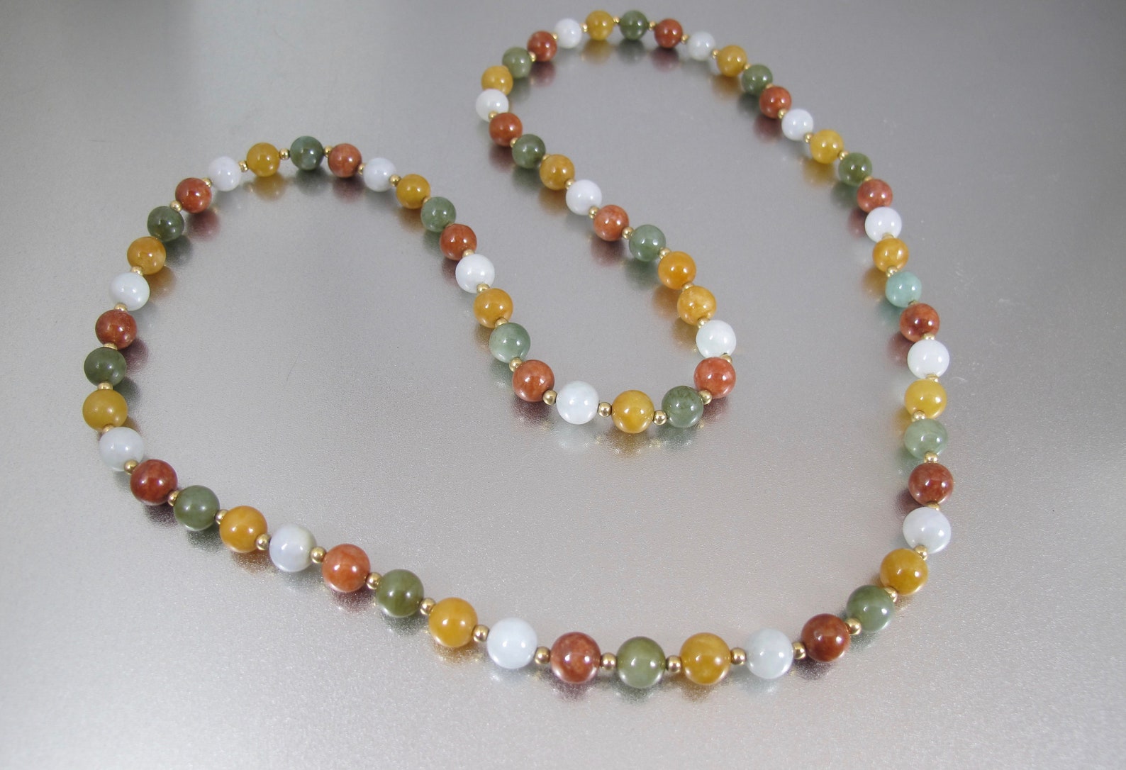 Multi Color Jade Necklace. Vintage Jade Jadeite Bead Opera | Etsy