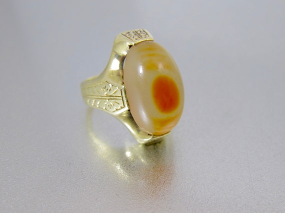 Antique 14K Carnelian Agate Ring. Victorian Yello… - image 2