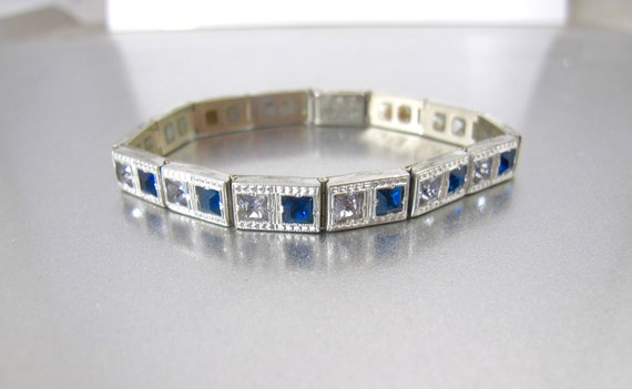 Art Deco Blue Clear Paste Bracelet. ALLCO Channel