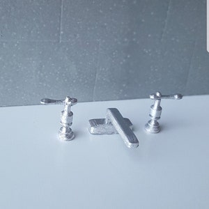 STL, OBJ, File ONLY  Dollhouse Miniature Bathroom Faucet 1:12 scale, 3D Print, Printable, Wash room, Vanity, Hardware,