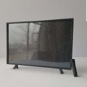 STL, OBJ, File ONLY  Dollhouse Miniature Television, Tv screen, Remote,  1:12 scale, 3D Print, Printable, Livingroom furniture, Game room,