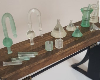 STL, OBJ, Archivo SOLO Juego de química en miniatura de casa de muñecas, escala 1:12, impresión 3D, boticario, científico, laboratorio, pociones, mortero imprimible de farmacia