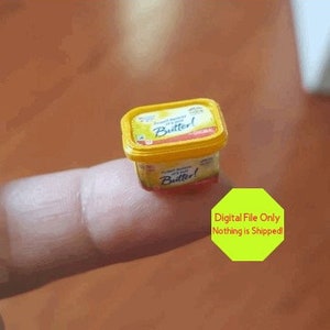 STL File ONLY Dollhouse Miniature 3D Druckbare Butter, 1:12, Lebensmittel, Kühlschrank, Kaufladen, Lebensmittel, Bäckerei, Backen, Kochen, Kühlschrank, Kühlschrank
