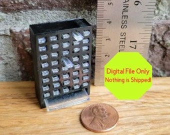 STL, File ONLY  for Doll house miniature Craft Drawers,3D Printer, All Scales, Garage, Craft Room, Storage, Space, Shelves