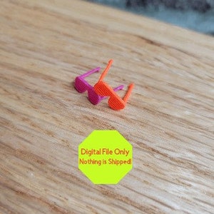 STL, OBJ, File ONLY  Dollhouse Miniature 3D Printable glasses, cool accessories, 1980, neon, 1/12 scale, fun clothing, shades
