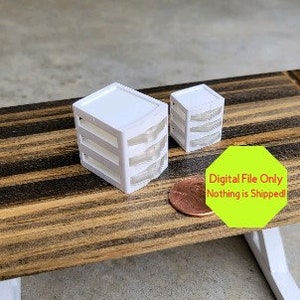 STL, File ONLY  for Doll house miniature Craft Drawers, 3D Printer, All Scales, Storage, Craft Room, Garage, Space, Organize, Desk, Office