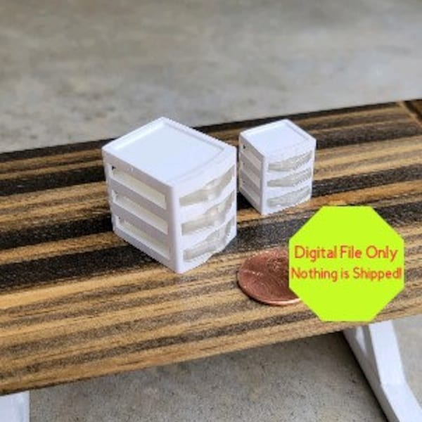 STL, File ONLY  for Doll house miniature Craft Drawers, 3D Printer, All Scales, Storage, Craft Room, Garage, Space, Organize, Desk, Office