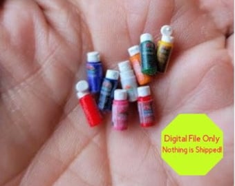 STL File, 3D Printer, Dollhouse Miniatures, Paint Bottles, Art, Craft Supplies, Glue, Room box, Diorama