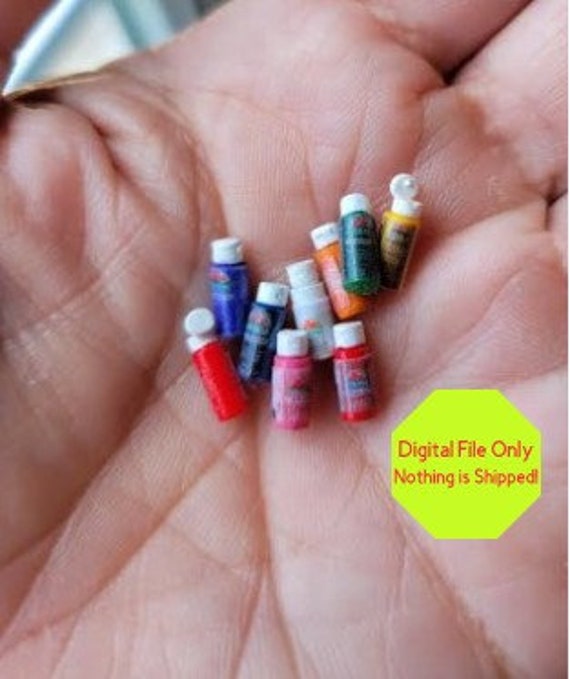 STL File, 3D Printer, Dollhouse Miniatures, Paint Bottles, Art, Craft Supplies, Glue, Room box, Diorama