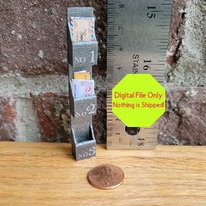 STL, Datei NUR für Puppenhaus Miniatur Regal, Briefhalter, 3D Drucker, alle Waagen, Organizer, Handwerk, Büro, Schreibtisch, Scheine, Karten, Mini