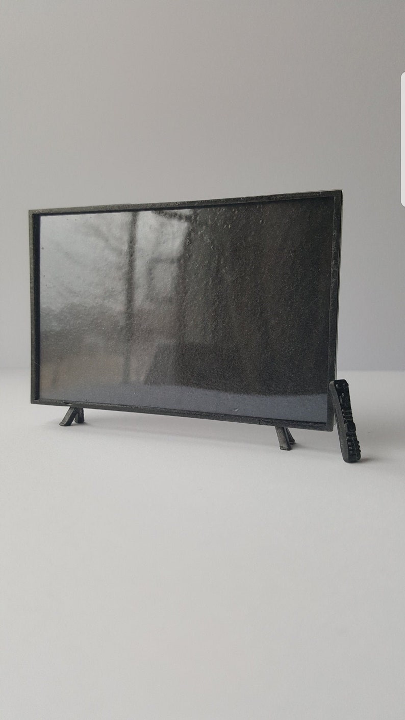 STL, OBJ, File ONLY Dollhouse Miniature Television, Tv screen, Remote, 1:12 scale, 3D Print, Printable, Livingroom furniture, Game room, image 1