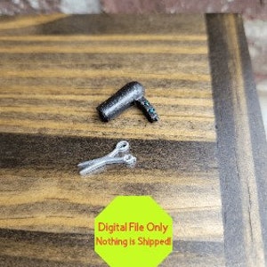 STL, OBJ, File ONLY  Dollhouse Miniature 3D Printable Home items, 1:12, Hair dryer, Clippers, Scissors, Beauty, Powder Room, Salon