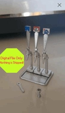 STL, OBJ, File ONLY  Dollhouse Miniature Bar accessories, 1:12 scale, 3D Print, Beer Taps, Draft, Saloon, Pub, Club, Drinks, Alcohol, Glass
