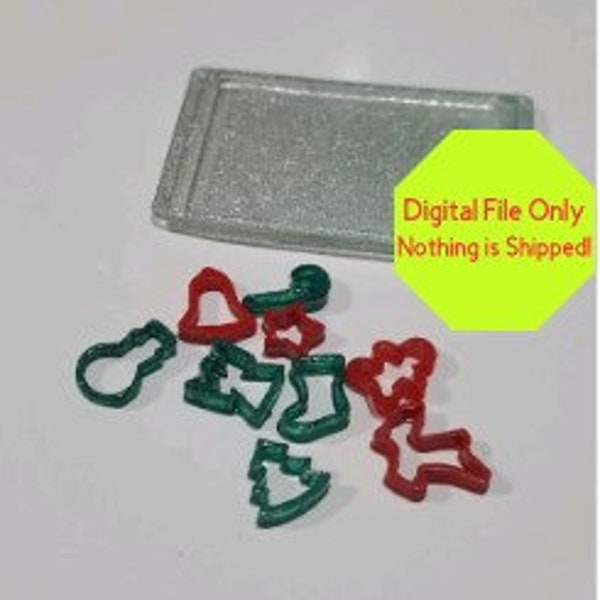 STL, File ONLY  Dollhouse Miniature Cookie cutters, baking sheet, 3d printable, 1:12, Minis, Kitchen, Christmas