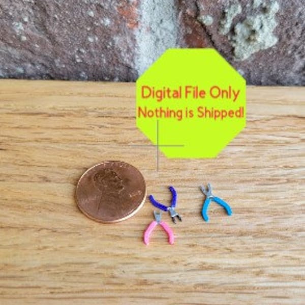 STL, File ONLY  for Doll house miniature Crafting Tools, 3D Printer, All Scales, Craft Room, Beads, Pliers, DIY, She Shed, Shabby, Supplies