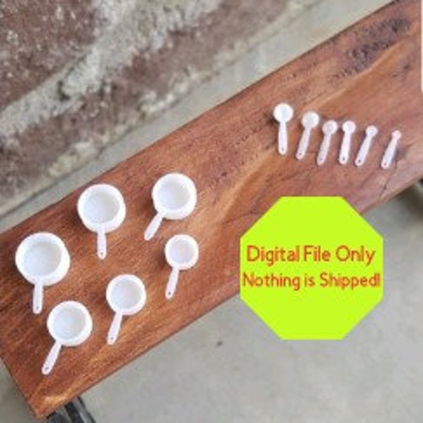 STL, File ONLY  Dollhouse Miniature Measuring Cups, Measuring Spoons, 1:12 scale, 3D Print, Furniture, Printable, Resin, Kitchen