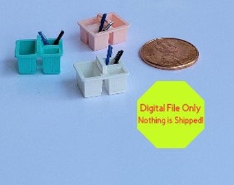 STL File for 3D Printer, Dollhouse Miniature, Craft Caddy, Mini Craft Room, Pens, Pencils, Cleaning, Storage