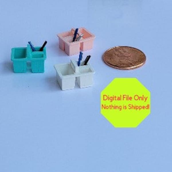 STL File for 3D Printer, Dollhouse Miniature, Craft Caddy, Mini Craft Room, Pens, Pencils, Cleaning, Storage