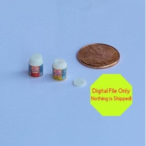 STL-Datei für 3D Drucker, Puppenhaus Miniatur Bastelbedarf, Pillenflasche, Kleber, Farbe, Medizin, verschreibungspflichtige Flasche