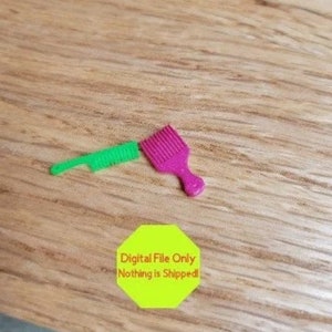 STL File ONLY Dollhouse Miniature Pick and Kamm, 3D Drucker, Bürste, Haar, Geldbörse, Zubehör, Schmink, Schlafzimmer, Badezimmer, DIY