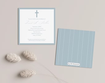 Invitación de bautismo de Zaid • Digital o impresa • Anuncio de bautizo • Tarjeta de bautismo de 5x5