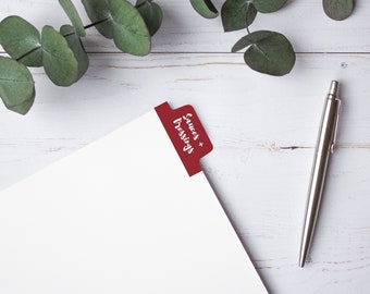 Pestañas divisorias plegables rojas, carpeta de recetas, archivo digital, pestañas de bricolaje, imprimible, editable, descarga instantánea, tamaño de letra, 8.5x11