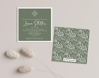 Invitación de bautizo de Lana, invitación de bautizo de niña, anuncio de bautizo imprimible, bautizo impreso, bautizo digital, bautizo, 5x5