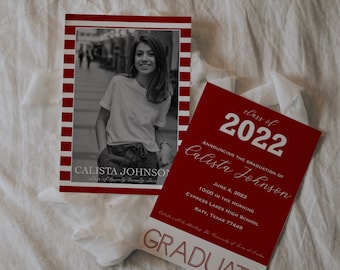Calista graduation announcement, college graduation, high school graduation, printed graduation invite, graduation invite, double sided, 5x7