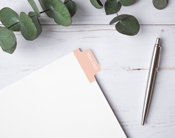 Pestañas divisorias plegables de melocotón, carpeta de recetas, archivo digital, pestañas de bricolaje, imprimible, editable, descarga instantánea, tamaño de letra, 8.5x11