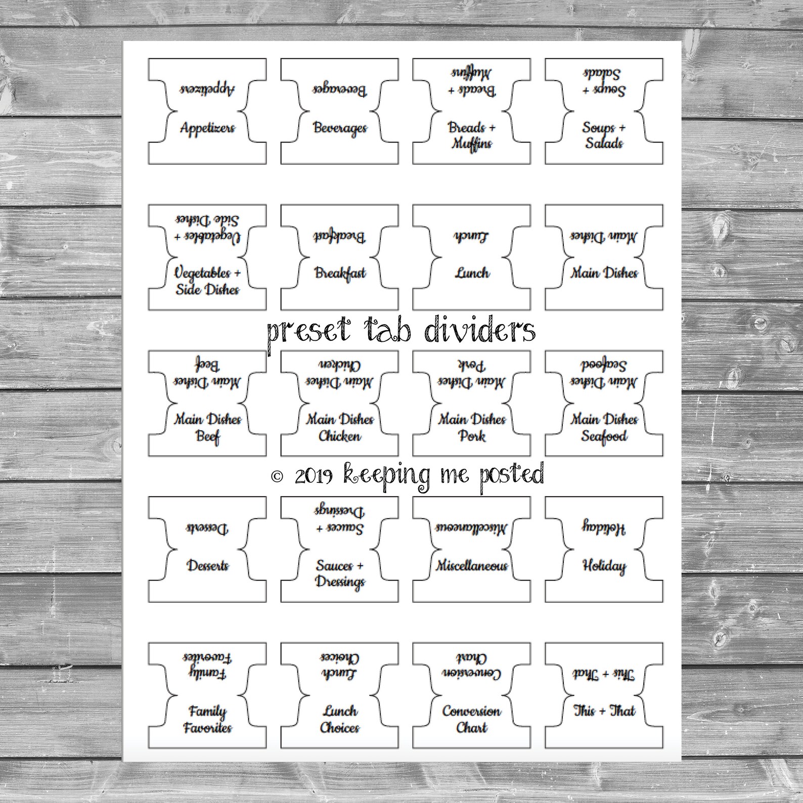 White Foldover Divider Tabs Recipe Binder Digital File DIY Etsy