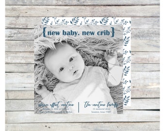 Ahren anuncio de mudanza, anuncio de nacimiento, nuevo bebé, nueva cuna, anuncio de mudanza impreso, mudanza digital, doble cara, 5x5