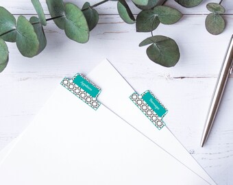 Pestañas divisorias plegables marroquíes, Carpeta de recetas, Archivo digital, Imprimible, Pestañas editables, Pestañas preestablecidas, Tamaño de letra, Teal, Gris, 8.5x11